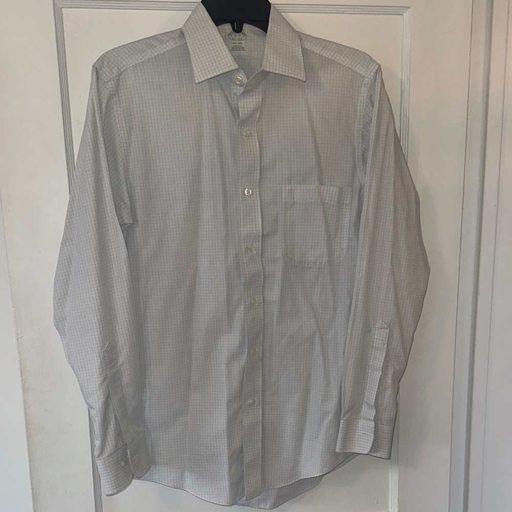 Brooks Brothers Men's Blue Micro-Check Dress Shirt